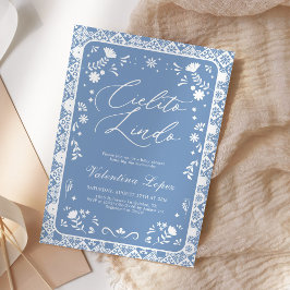 Blue Cielito Lindo Talavera Baby Shower Kaart