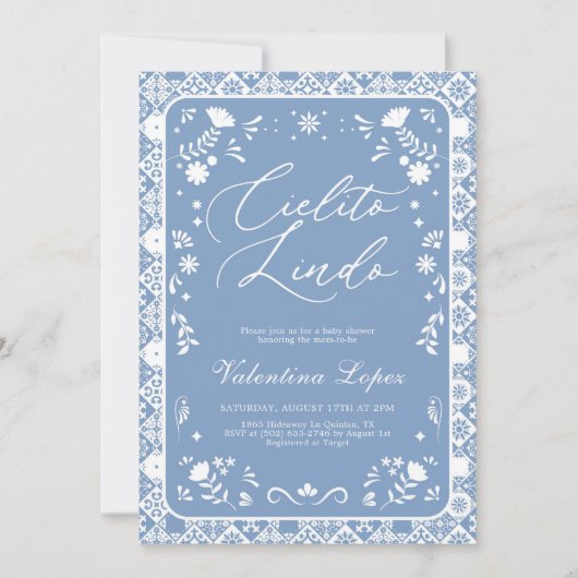 Blue Cielito Lindo Talavera Baby Shower Kaart (Voorkant)