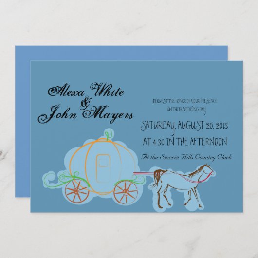 Blue Cinderella bruiloft-uitnodiging Kaart (Voorkant / Achterkant)