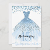 Blue Cinderella Quinceanera verjaardagsuitnodiging Kaart (Voorkant)