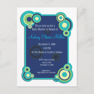 Blue Circle Baby shower Invitation Uitnodiging Briefkaart