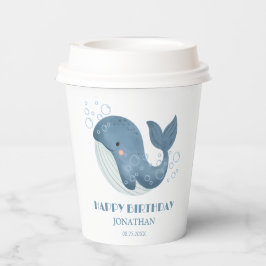Blue Circle Bubble Schattige Whale Kids Verjaardag Papieren Bekers