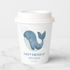 Blue Circle Bubble Schattige Whale Kids Verjaardag Papieren Bekers