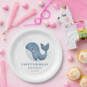 Blue Circle Bubble Schattige Whale Kids Verjaardag Papieren Bordje (Feest)