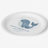 Blue Circle Bubble Schattige Whale Kids Verjaardag Papieren Bordje (Gekanteld)