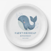 Blue Circle Bubble Schattige Whale Kids Verjaardag Papieren Bordje (Voorkant)