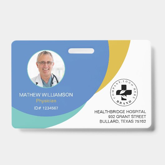 Blue Circle Design | Medische foto-ID & logo Badge (Voorzijde)