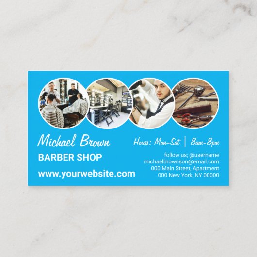 Blue Circle Hair Salon Afbeeldingen Barber Visitekaartje (Achterkant)