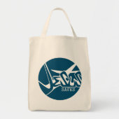 Blue Circle Het Kruis Jezus Redt Graffiti Tote Bag (Voorkant)