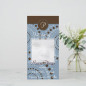 Blue Circle Pattern Baby Aankondiging Fotokaarten (Staand voorkant)