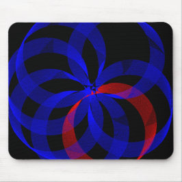 Blue Circle Red Accent Muismat