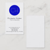 Blue Circle White Monogram Visitekaartje (Voorkant / Achterkant)