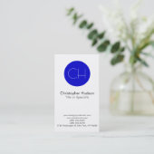 Blue Circle White Monogram Visitekaartje (Staand voorkant)