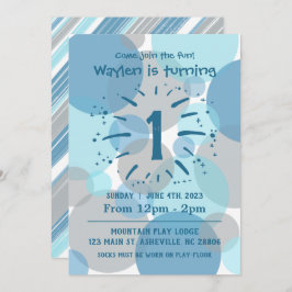 Blue Circles Birthday Boy Invitation Kaart