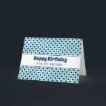 Blue Circles Retro Vriend Verjaardag Kaart<br><div class="desc">Verjaardagskaart voor vriend met leuke blauwe cirkels retro patroon en doordachte vers.</div>