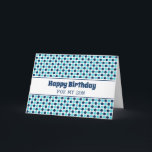 Blue Circles Retro Zoon Verjaardag Kaart<br><div class="desc">Verjaardagskaart voor zoon met leuke blauwe cirkels retro patroon en doordachte vers.</div>