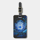 Blue Circuit Board Abstract Bagagelabel (Voorkant verticaal)