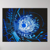 Blue Circuit Board Abstract Poster (Voorkant)