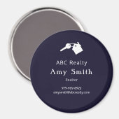 Blue Circular Business Card Magnet (Voorkant / Achterkant)