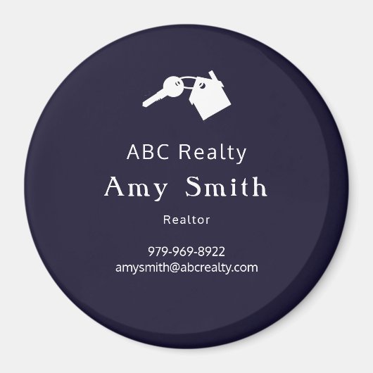 Blue Circular Business Card Magnet (Voorkant)