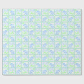 Blue Circus Baby shower Pattern Personalized Cadeaupapier (Vlak)