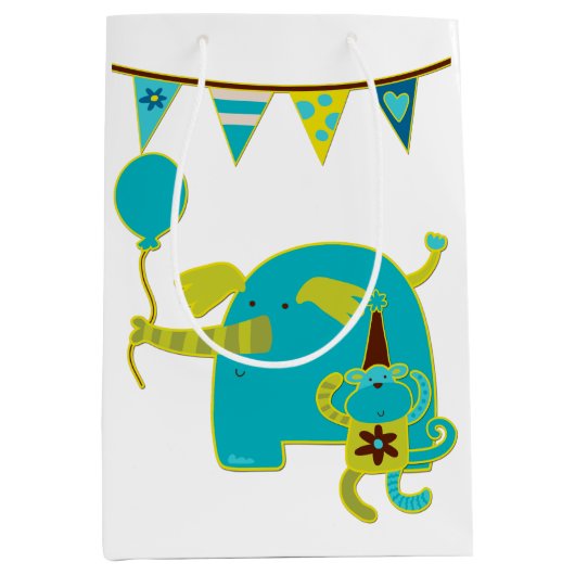 Blue Circus Birthday Kind Medium Cadeauzakje (Voorkant)