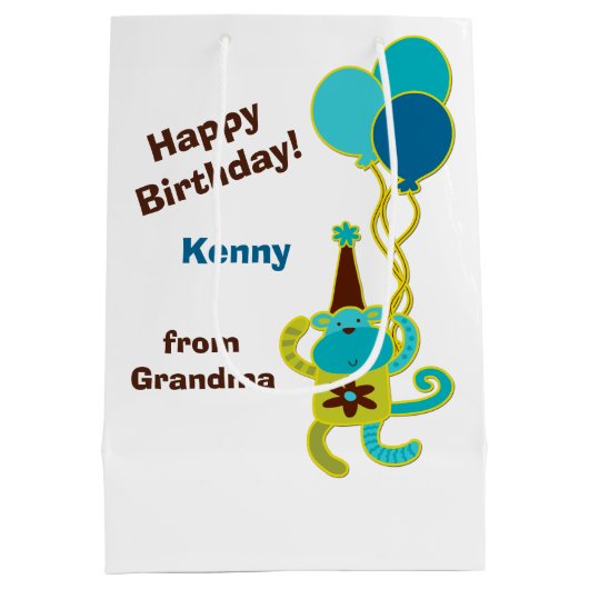 Blue Circus Birthday Kind Medium Cadeauzakje (Achterkant)