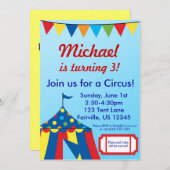 Blue Circus Carnival Big Top Birthday Party Kaart (Voorkant / Achterkant)