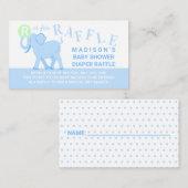 Blue Circus Cute Elephant Diaple Ticket Informatiekaartje (Voorkant / Achterkant)