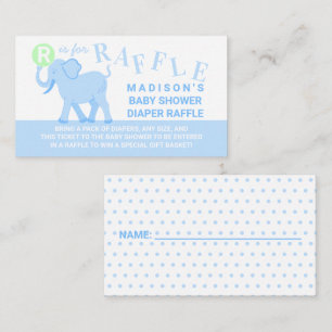 Blue Circus Cute Elephant Diaple Ticket Informatiekaartje