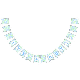 Blue Circus Cute Pattern Baby Boy Baby shower Vlaggetjes