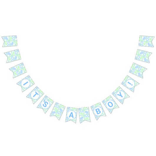 Blue Circus Cute Pattern Baby Boy Baby shower Vlaggetjes (Alle)