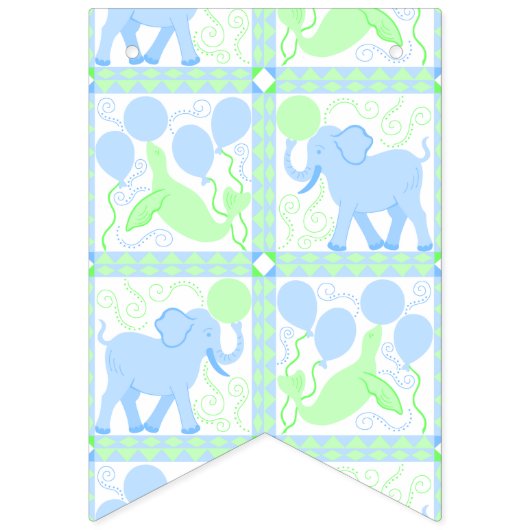 Blue Circus Cute Pattern Baby Boy Baby shower Vlaggetjes (Tweede vlag)