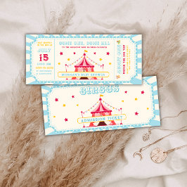 Blue  Circus Ticket Carnaval Baby shower Kaart