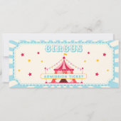 Blue  Circus Ticket Carnaval Baby shower Kaart (Achterkant)