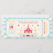 Blue  Circus Ticket Carnaval Baby shower Kaart (Voorkant)
