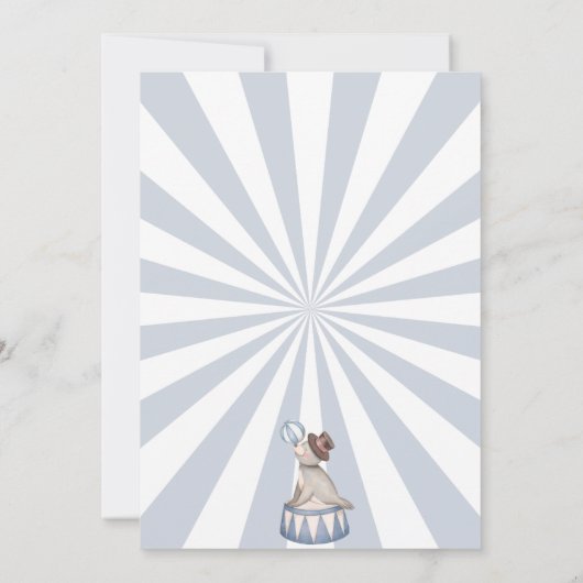 Blue Circus verjaardagsfeest uitnodiging carnaval (Achterkant)