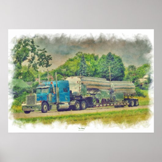 Blue Cistern Truck Highway Driving Art Poster 6 (Voorkant)