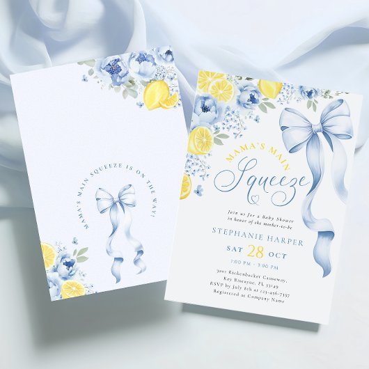 Blue Citrus Baby shower Invitation Kaart