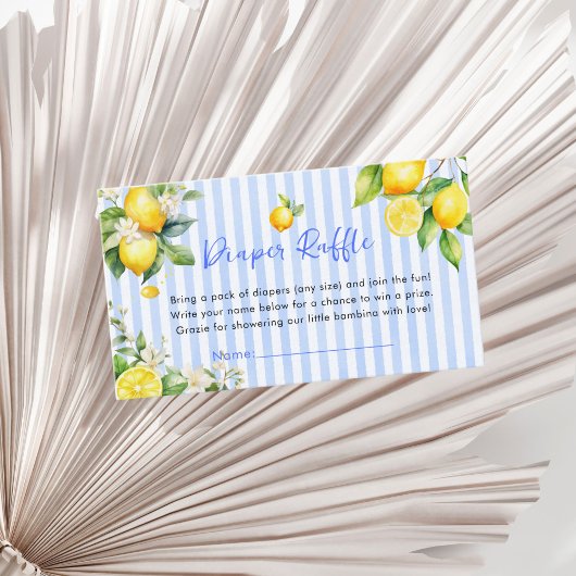 Blue Citrus Lemon Ciao Baby Diaper Raffle Card Informatiekaartje