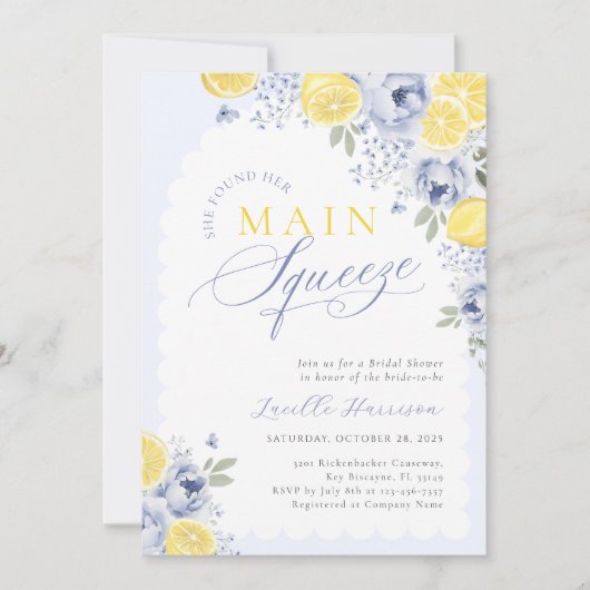 Blue Citrus Lemon Vrijgezellenfeest Kaart (Voorkant)