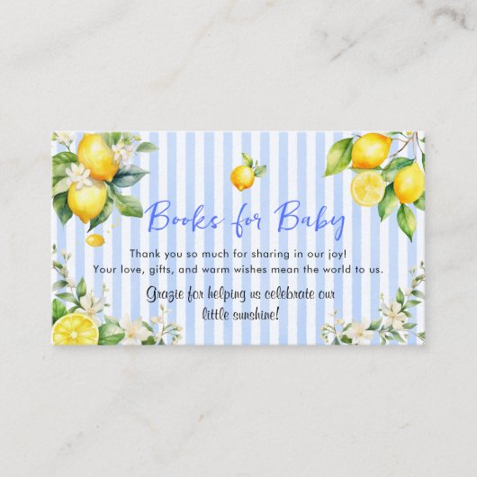 Blue Citrus Lemons Ciao Baby Books for Baby Informatiekaartje (Voorkant)
