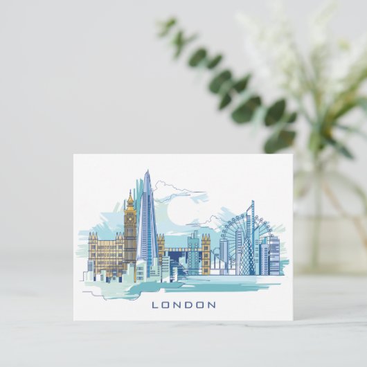 Blue City Skyline | Londen, Engeland Briefkaart (Staand voorkant)