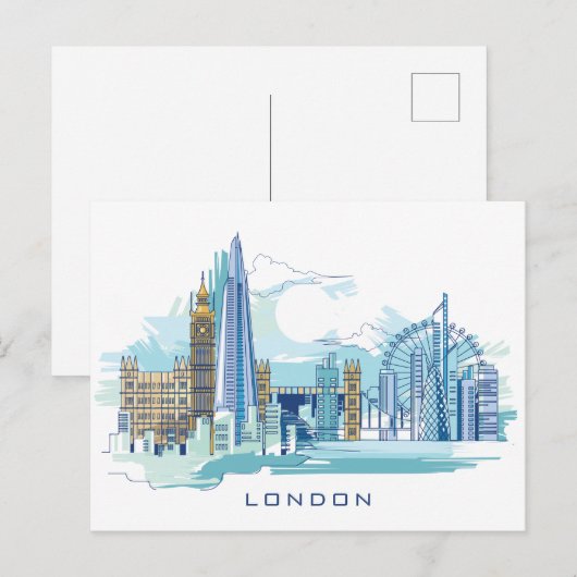 Blue City Skyline | Londen, Engeland Briefkaart (Voorkant / Achterkant)