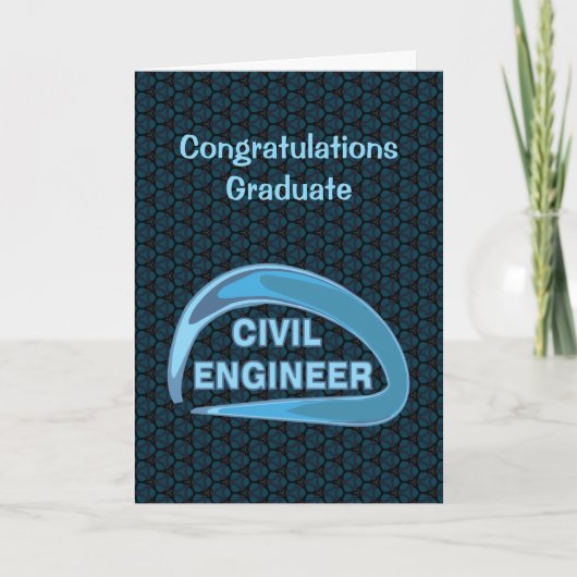 Blue Civil Engineer Afstuderen Card Bedankkaart (Voorkant)
