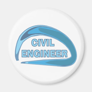 Blue Civil Engineer Button Magneet