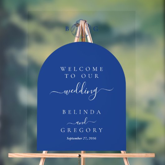 Blue Clam Seashells Coastal Beach Wedding Welcome Acryl Bord (Neutraal)