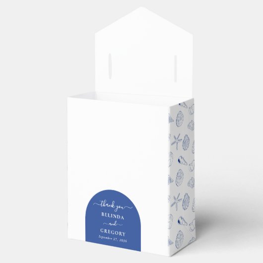 Blue Clam Seashells Coastal Seaside Beach Wedding Bedankdoosjes (Geopend)