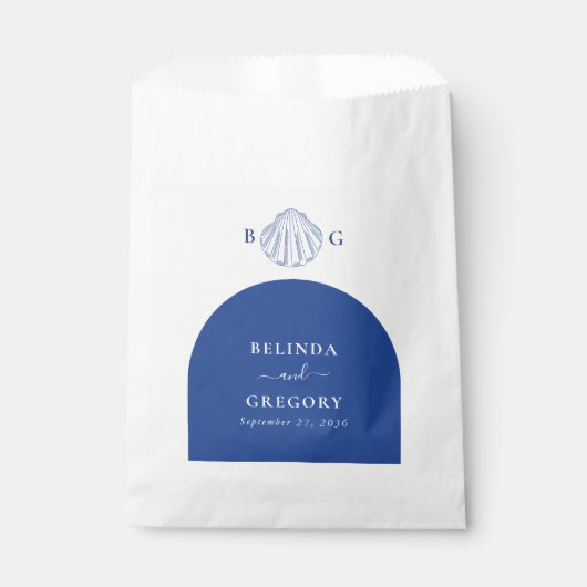Blue Clam Seashells Coastal Seaside Beach Wedding Bedankzakje (Voorkant)