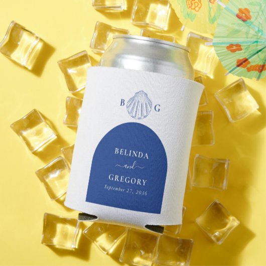 Blue Clam Seashells Coastal Seaside Beach Wedding Blikjeskoeler (Insitu Zomer)